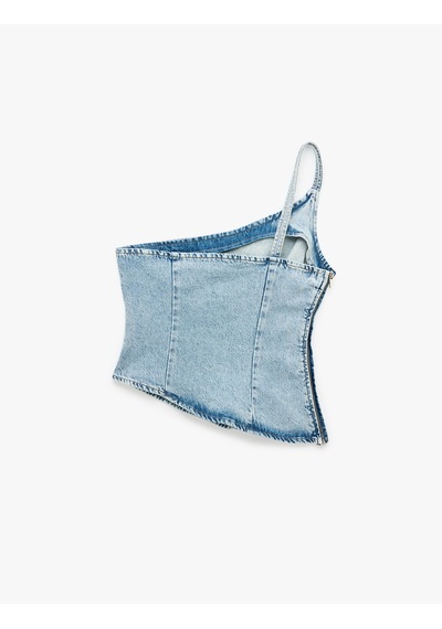 Koton Rahat Kalıp Taş Detaylı Pamuklu Fermuarlı Askılı Asimetrik Denim Bluz Açık İndigo 6sal30035md Koton Rahat Kalıp Taş Detaylı Pamuklu Fermuarlı Askılı Asimetrik Denim Bluz Açık İndigo 6sal30035md