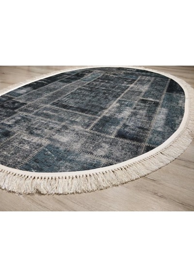 Yamalıhome Angel 1444-02 Patchwork Antrasit 120X180 Cm Saçaklı Ov
