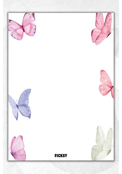 A5 Kelebek Bloknot Çizgisiz Defter - 50 Yaprak - Memopad - Notepad - Not Defteri - Not Kağıdı Çok Renkli Çok Renkli