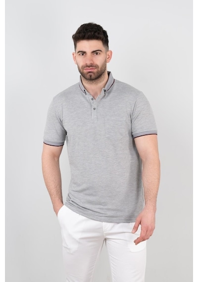 Cepli Petek Desen Likralı Erkek Polo Yaka T-Shirt