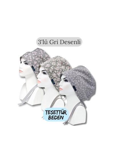 Tesettür Beden 3lü Gri Desenli Gri Çiçek Bahçesi Gri Çıtı Pıtı Gri Nazlı Çiçekler Cerrahi Bone Renkli