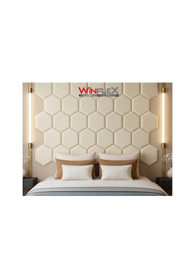 Winflex 40x50cm Altıgen Kumaş Kaplı Akustik Panel 1 Adet Krem