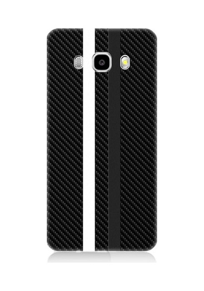 Samsung Galaxy J5 2016 Uyumlu Siyah Beyaz Karbon Motif Desenli Silikon Kılıf