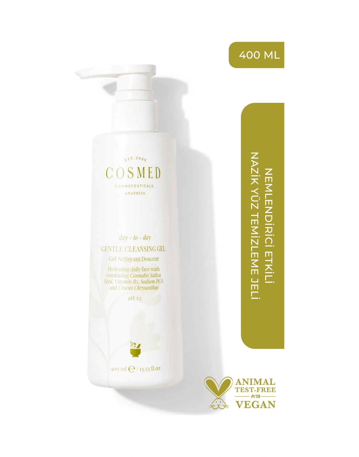 Cosmed Gentle Cleansing Nemlendirici Etkili Nazik Yüz Temizleme Jeli 400 ML