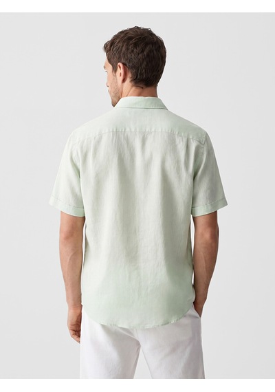 Lcwaıkıkı Classic Yeşil Regular Fit Keten Karışımlı Erkek Gömlek