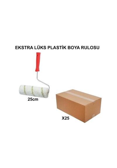25 Adet 25 Cm Ekstra Lüks Plastik Boya Rulosu