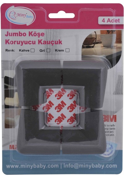Minybaby Kauçuk Jumbo Köşe Koruyucu 4'lü Kahve Çok Renkli