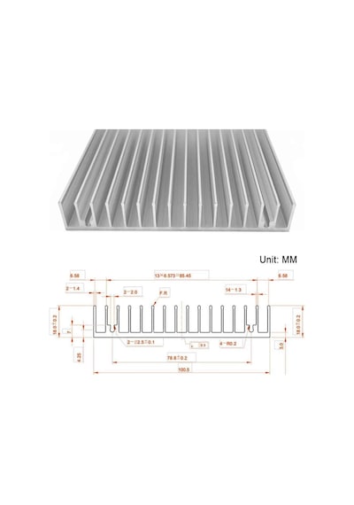 10cm X 10cm X 1.8cm Alüminyum Metal Soğutucu Blok Radyatör Peltier Isı Düşürücü Amfi Led Entegr Standart