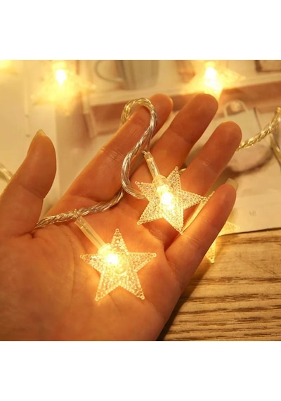 Dekoratif Yıldızlı İp Led Işık - Star Yıldız Led Işık Yılbaşı Süs