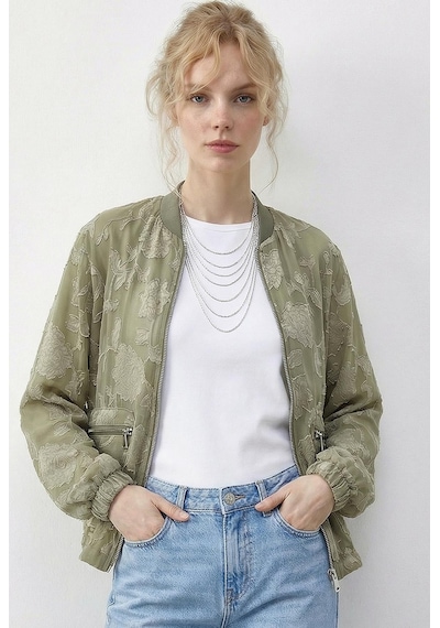 Shade Kadın Fermuarlı Şifon Empirme Oversize Ceket 2913 60286024 - Çağla Yeşili