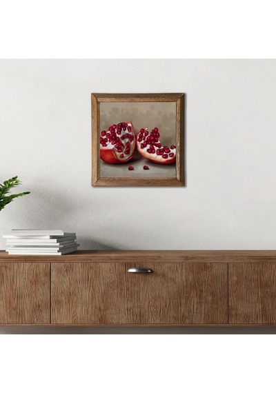 Pinecone Nar Taş Duvar Tablosu - Ahşap Çerçeveli Taş Tablo - 25x25 Cm - Dekoratif Duvar Sanatı - Modern Ev Ve Ofis Duvar Dekoru W1-04