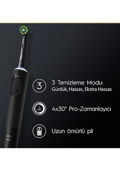 Oral-B D103 Vitality Pro Cross Action Şarjlı Diş Fırçası Lila - Siyah 2'li + Pro Onarım Diş Macunu 50 ML
