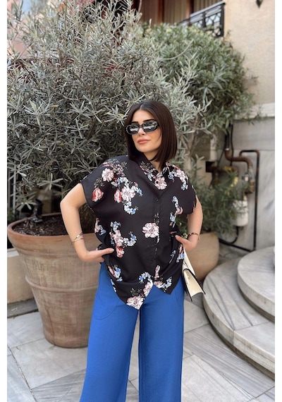 WeShaya Siyah & Mavı Klasik Yaka, Kısa Kol, Digital Baskılı Kumaş, Regular Kalıp/kesim, Gömlek Siyah WeShaya Siyah & Mavı Klasik Yaka, Kısa Kol, Digital Baskılı Kumaş, Regular Kalıp/kesim, Gömlek Siyah