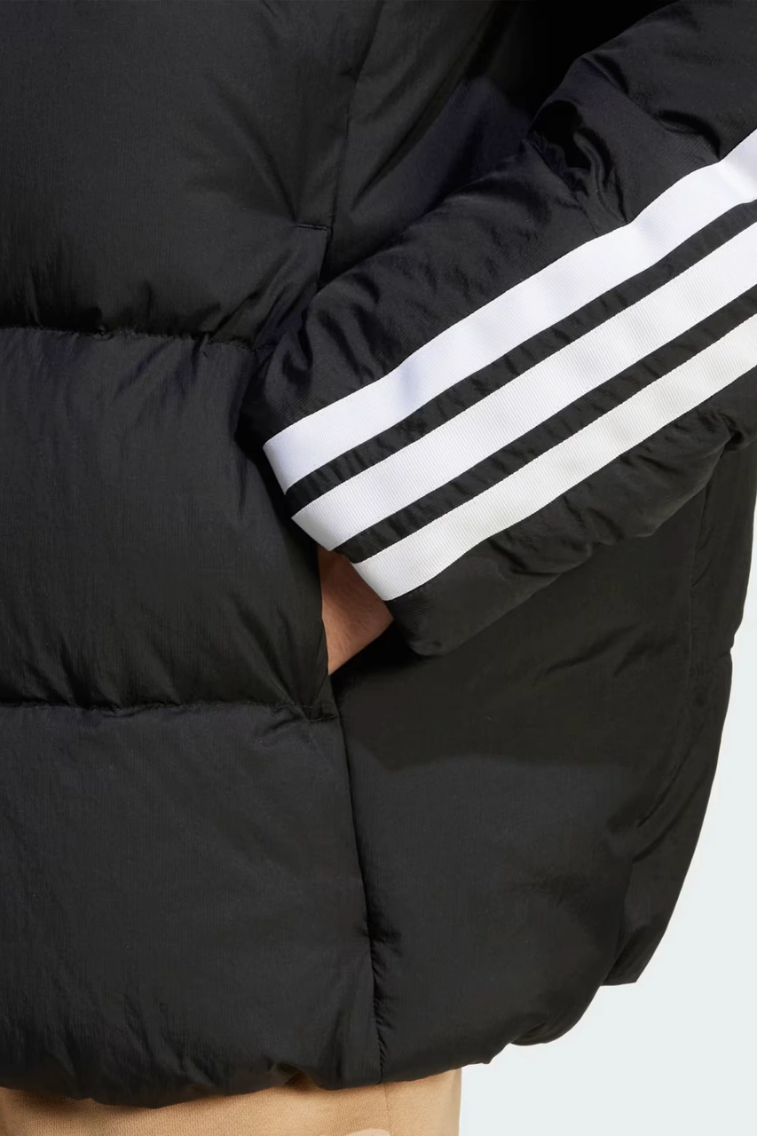 Adidas Erkek Siyah Kapşonlu Mont Essentials Climawarm 3-stripes Puffer Down Siyah