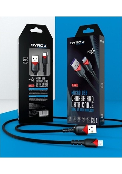 Syrox C91 Micro Usb Hızlı Şarj Kablosu 2A 1Mt Siyah (534732479)