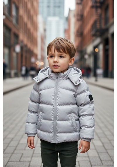 Benitto Kids Erkek Bebek Şişme Mont 51374 Gri