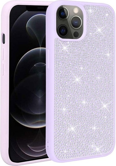 Apple Uyumlu iPhone 14 Pro Kılıf Parlak Taşlı Tasarım Zore Ston Kapak Lila