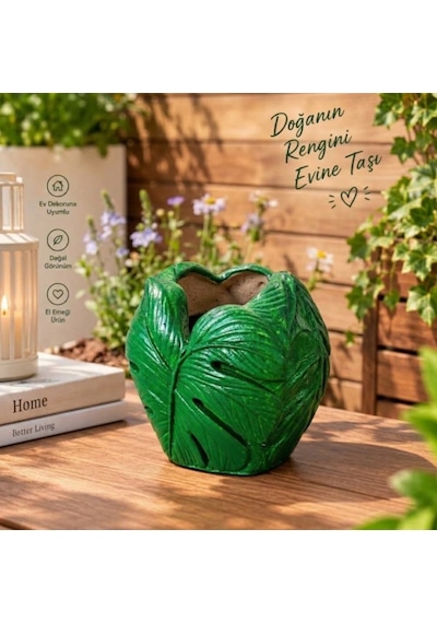 Yaprak Dekorarif Saksı O90 7x8 Cm