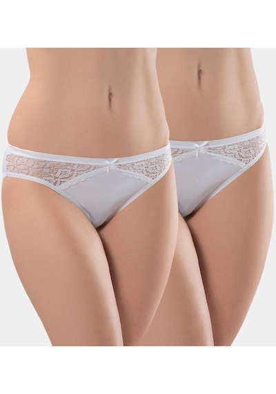 Türen Kadın Likralı Dantelli Slip 2'li Paket 261/beyaz 001
