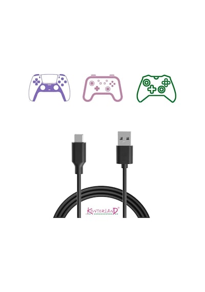 Gaming Usb-c Kablo - Siyah 1.5 Metre Xbox, Ps5 Gamepad Ve Akıllı Telefonlar İçin Usb Type-c B Standart
