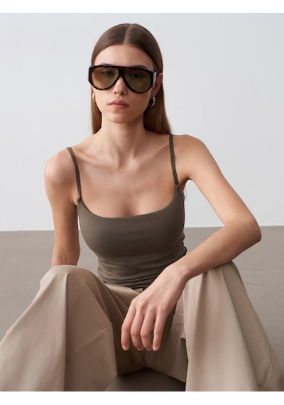 Dilvin 21200 Bra-free Askılı Top-haki