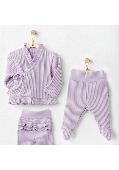 Ac25093 Sweet Penguin 2'li Bebe Takım Lila Açık Mor