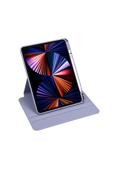 İpad Pro 11 2021 3.nesil A2377-a2459-a2301-a2460 Uyumlu Kalem Bölmeli Dönebilen Standlı Termik Tablet Kılıfı - Siyah - T25984