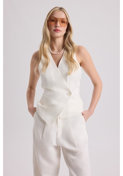 Mai Collection Mai Studios Co. Nagmetah Sırt Pencereli Ekru Yelek Pantolon Takım Ekru