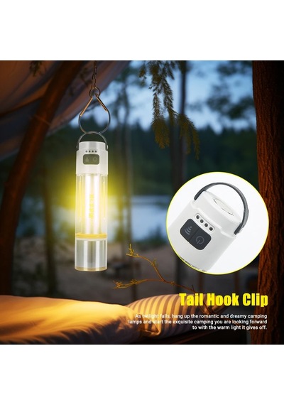 1000 Lm Zoomlu El Feneri Kamp Lambası Çok Fonksiyonlu Led Şarjlı El Feneri 6 Mod Powerbank Özellikli Siyah