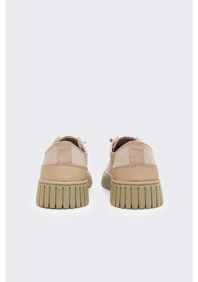 Derinet Lastik Bağcıklı Kadın Sneaker Bej Bej