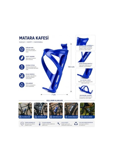 Evrensel Bisiklet Matara Kafesi Hafif Dayanıklı Plastik Su Şişesi Tutucu Yol Dağ Şehir Mtb Bisikletleri İçin Güçlü Tutuşlu Kolay Montajlı Mavi Bisiklet Suluk Taşıyıcı Aparatı Açık Füme - Füme - Kahverengi