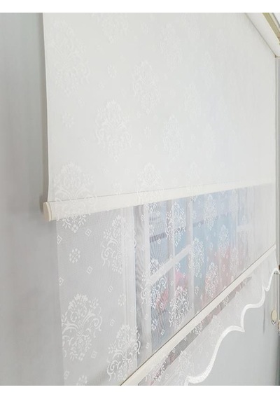 Bbb Damask Desenli Çift Mekanizmalı Tül Stor Perde Mt3049