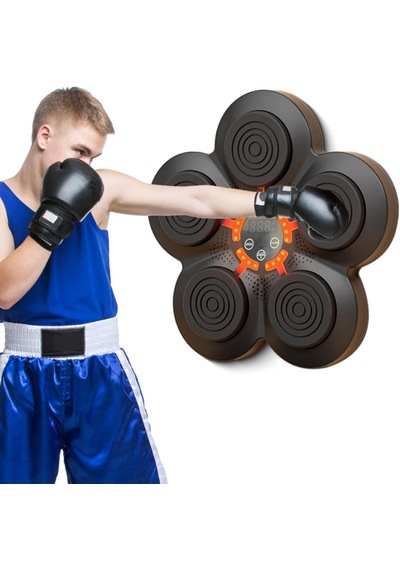 Boks Antrenman Paneli Led Işıklı - Boks Hedefi Refleks, Hız, Egzersiz Cihazı Müzikli Fitness Paneli Siyah