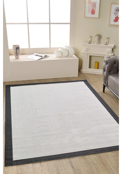 Mariesse Home Kolay Temizlenen Yıkanabilir Bordürlü Sisal Halı Sunsett E907 Siyah