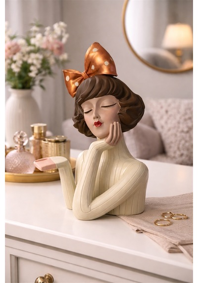 El Yapımı Seramik Kız Figürlü Kase Ivory Amber Bow Çok renkli