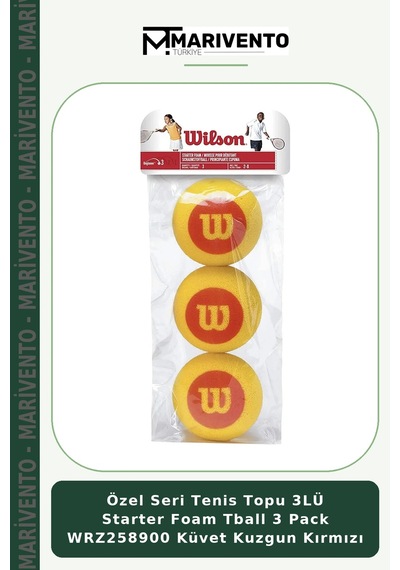 Özel Seri Tenis Topu 3lü Starter Foam Tball 3 Pack Wrz258900 Küvet Kuzgun Kırmızı