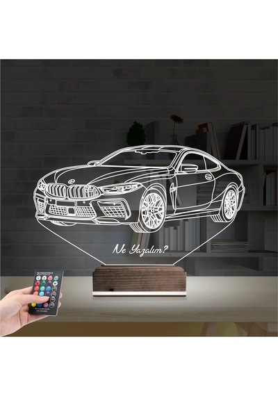 Luvivia Araba Bmw M8 Kişiye Özel 3d Lamba - Masa Gece Lambası Şeffaf