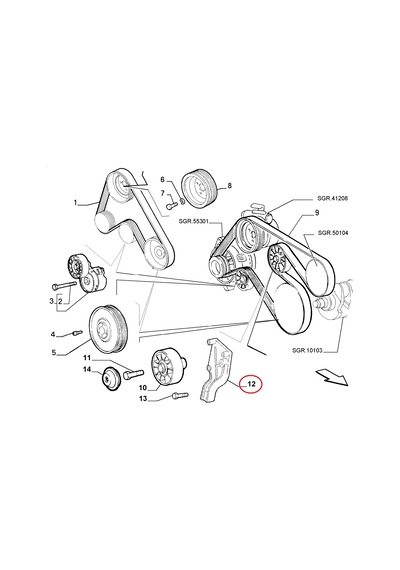 V KAYIŞ RULMAN BRAKETİ 1,9 JTD STILO DOBLO 73503446
