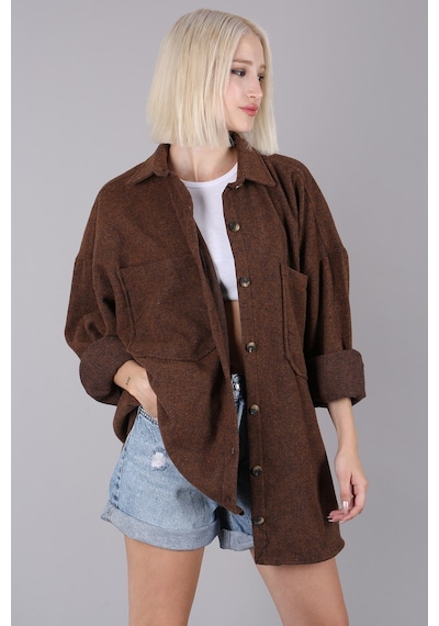 Madmext Camel Oversize Gömlek Ceket Mg1562 Camel