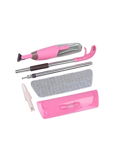 Microfiber Bezli Deterjan Hazneli Sprey Mop Pembe + 10 Yedek Bez