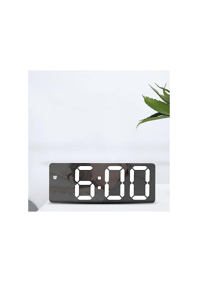 Modern Led Dijital Masa Saati Alarm Termometre Tarih Aynalı Masaüstü Saat Siyah Plastik Digital Diğer
