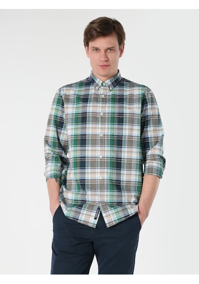 Colin's Regular Fit Ekoseli Yeşil Erkek Uzun Kol Gömlek CL1063200_Q1.V1_GRN
