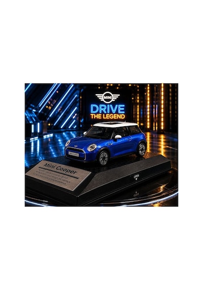 Mini Cooper New Mini Hatch 1:32 Ölçek Diecast Model Araba Çek Bırak Mini Cooper Mavi Özel Standlı