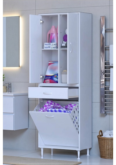 Eliusta Pine 60 Cm Genişlikte Dolap 60x171x32,5 Cm Banyo/mutfak Dolabı İki Kapaklı Sepetli Dolap Beyaz Eliusta Pine 60 Cm Genişlikte Dolap 60x171x32,5 Cm Banyo/mutfak Dolabı İki Kapaklı Sepetli Dolap Beyaz