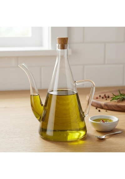 Lexroo 500 Ml Akasya Ahşap Kapaklı Borosilikat Cam Yağlık Ve Sirkelik Çok Renkli