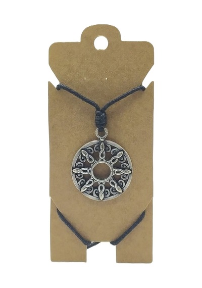 Unisex Koton İp Askılı Ve Gümüş Antik Kaplamalı Tribal Kolye - Kgkk-03 Çok REnkli