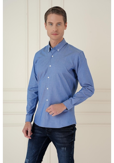 Efor Gk 748 Slim Fit Koyu Mavi Klasik Gömlek Mavi