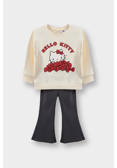Defacto Kız Bebek Hello Kitty 2li Takım Sweatshirt Eşofman Altı G0100a525wner238 Ekru-er238