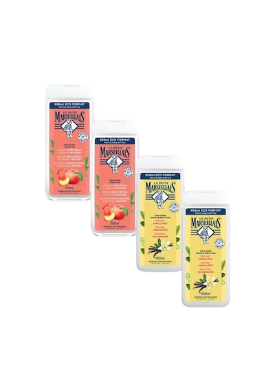 Le Petit Marseiliais Beyaz Şeftali ve Nektari + Vanilya Sütü Duş Jeli 4 x 650 ML