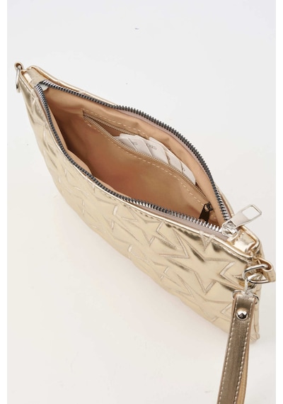 Vivaq Kadın Sarı Yıldız Nakışlı Rugan Deri Bilek Ve Zincir Askılı Portföy El Ve Clutch Çanta